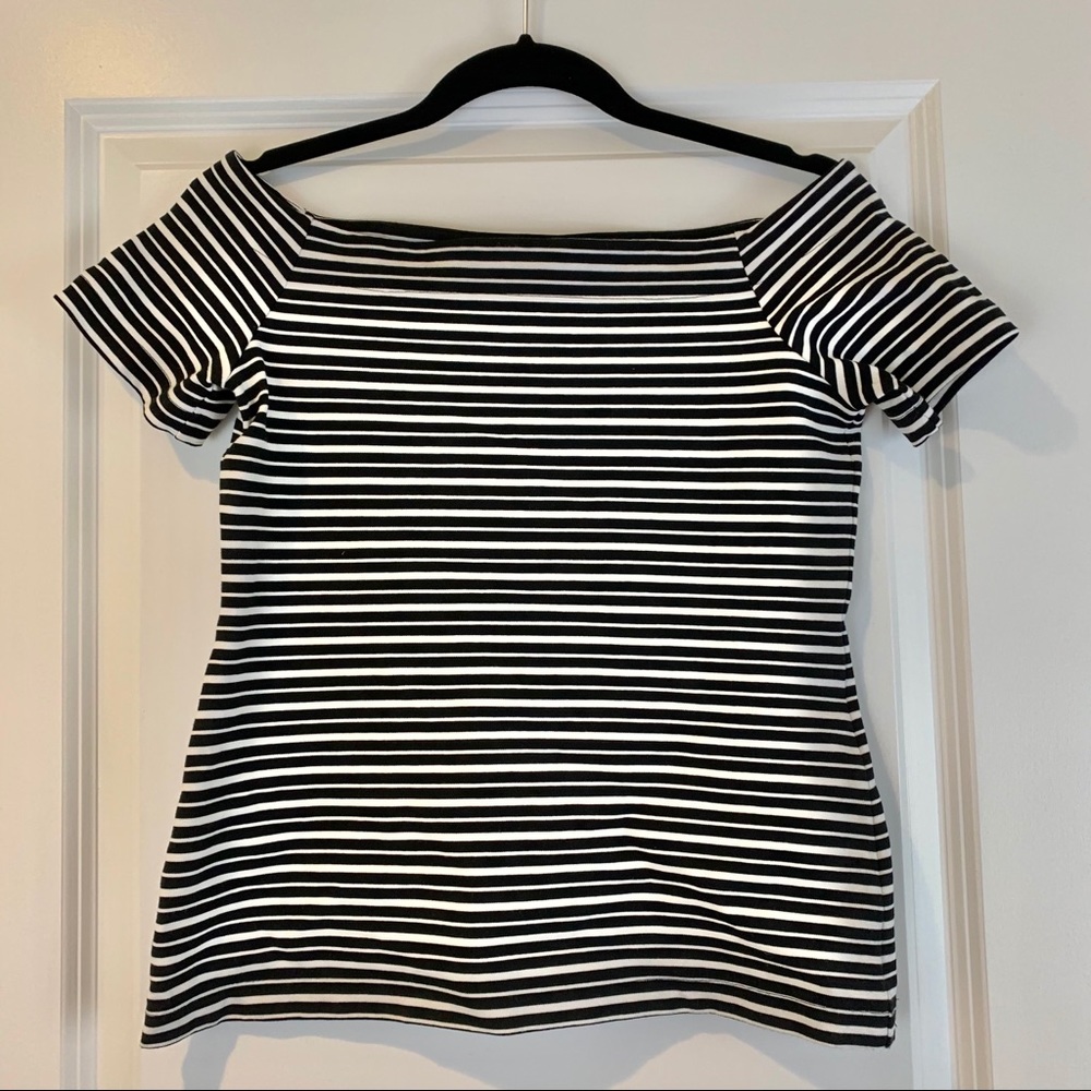 Ann Taylor Stripped Off-Shoulder Shirt